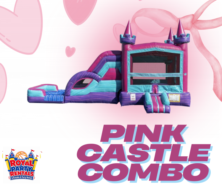Pink Castle Bounce House W/Slide Combo (WET/DRY)